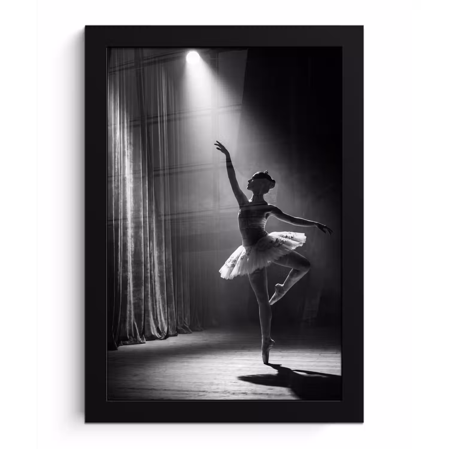 Danser - Podium - Zwart-wit - Kunst - Klassiek fotolijst zwart zonder passe partout klein -3d