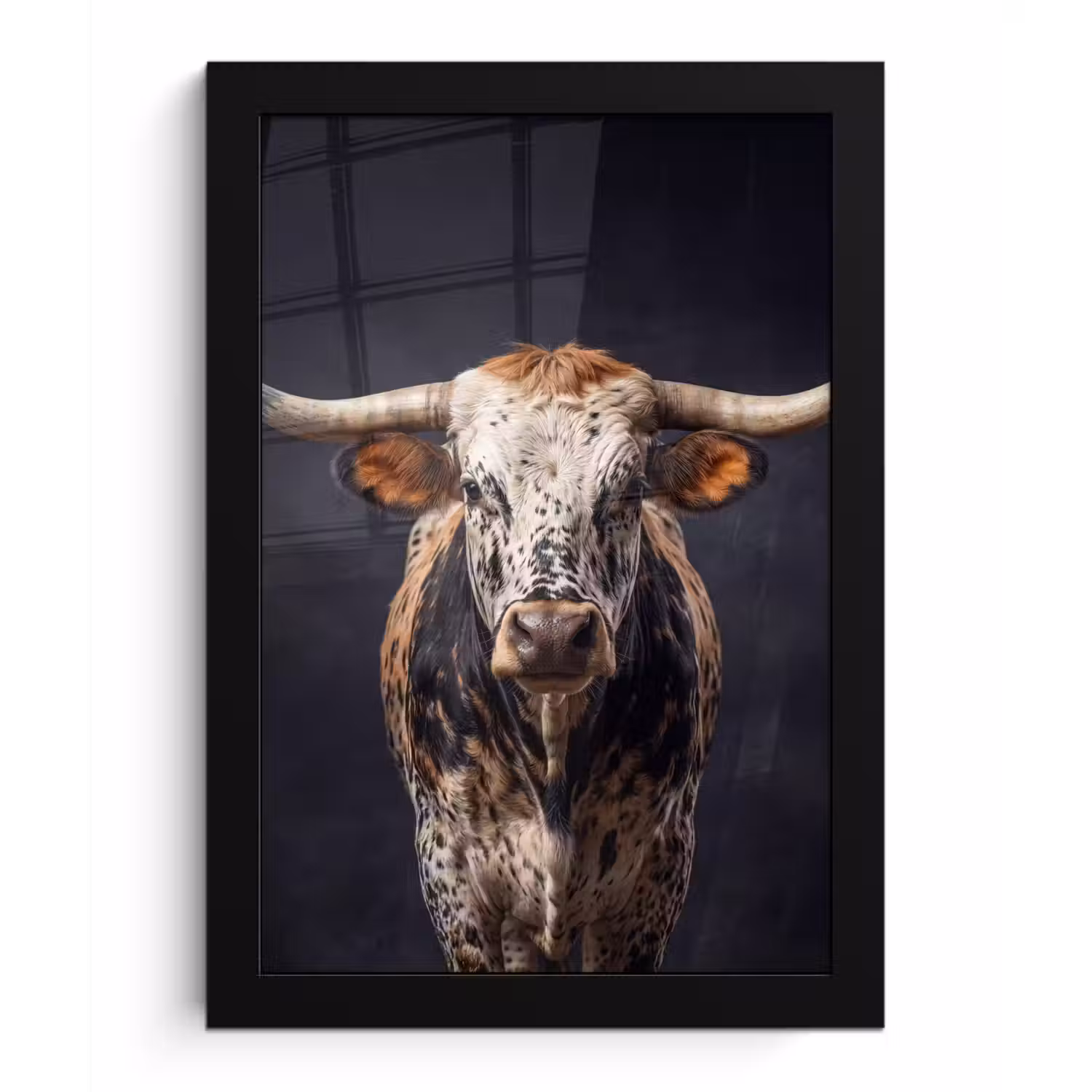 Stier - Kleurrijk - Hoorns fotolijst zwart zonder passe partout klein -3d