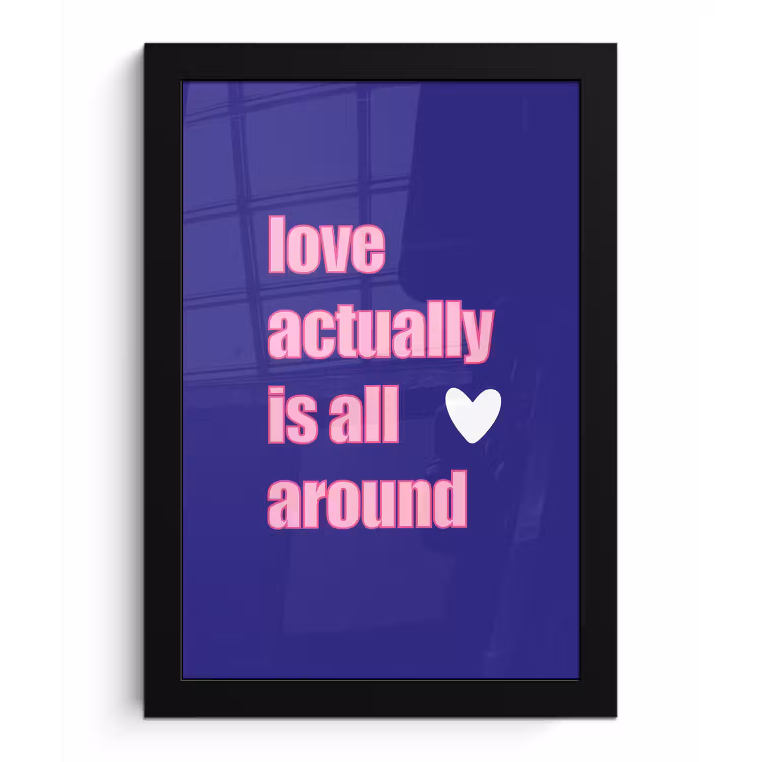 Tekst - Valentijn - Love - Blauw fotolijst zwart zonder passe partout klein -3d