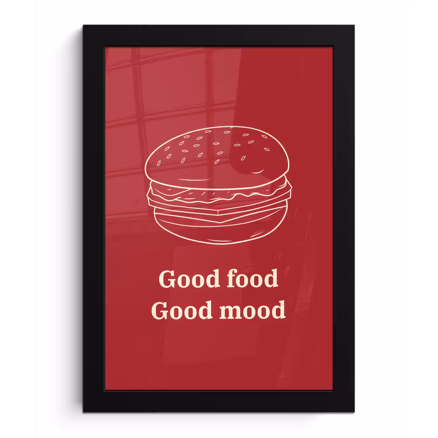 Dieprood - Lijntekening - Tekst - Hamburger fotolijst zwart zonder passe partout klein -3d