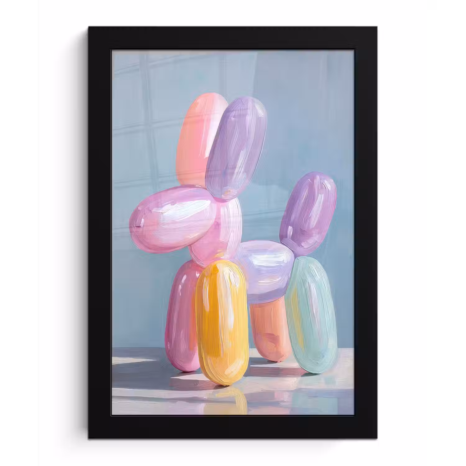 Dier - Ballon - Pasteltinten - Glanzend fotolijst zwart zonder passe partout klein -3d