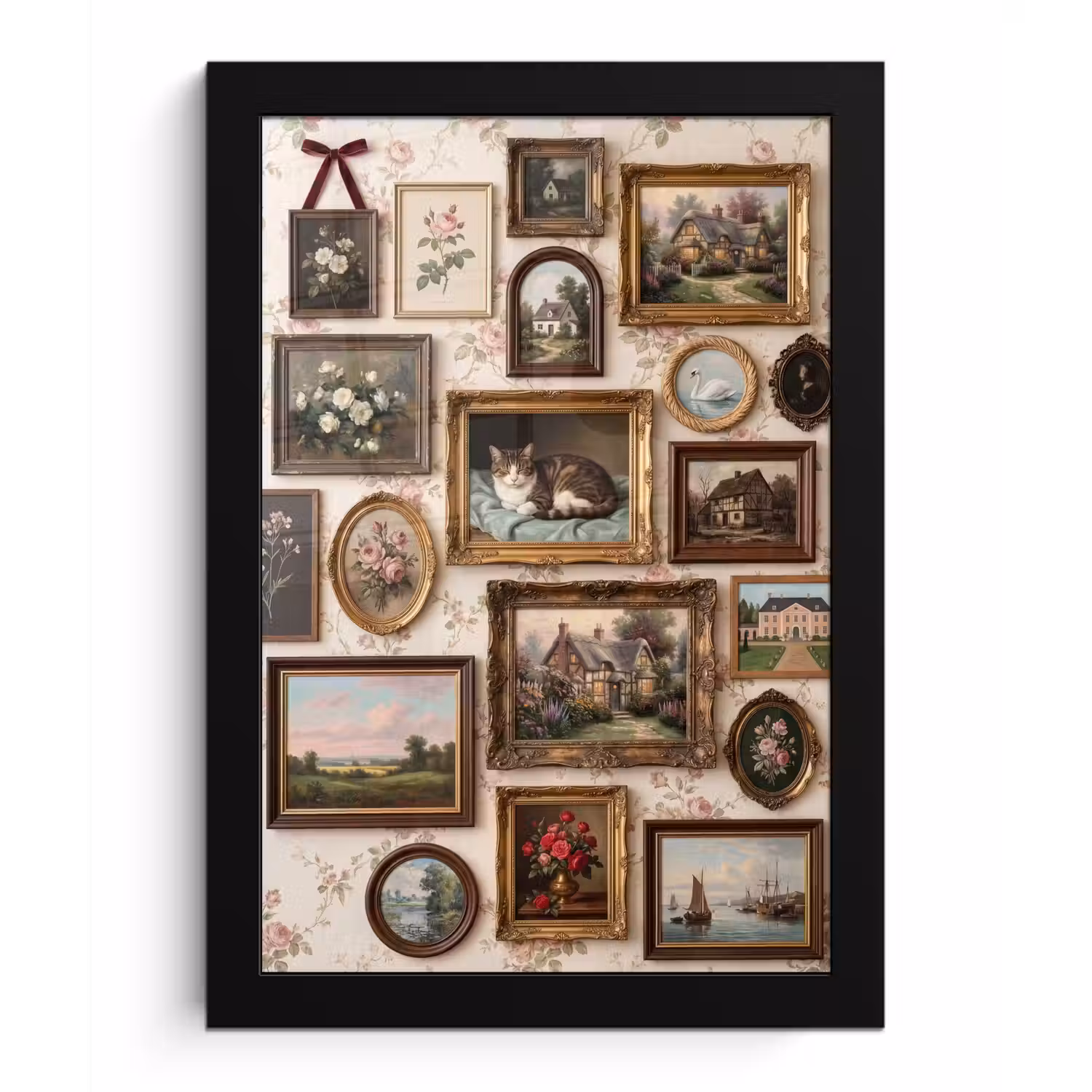 Dier - Kat - Portret - Klassiek fotolijst zwart zonder passe partout klein -3d