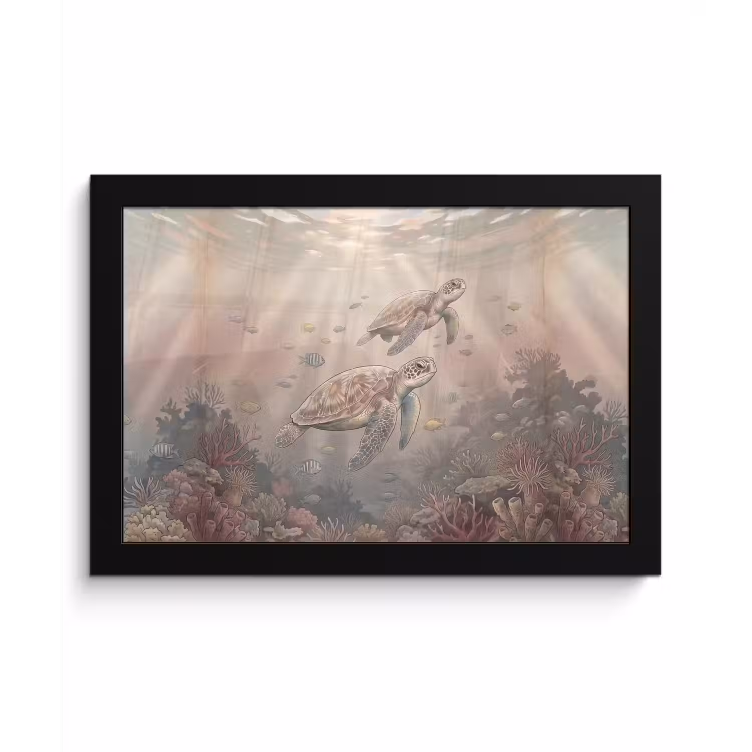 Dier - Onderwater - Oceaan - Illustratie - Zeeleven fotolijst zwart zonder passe partout klein -3d