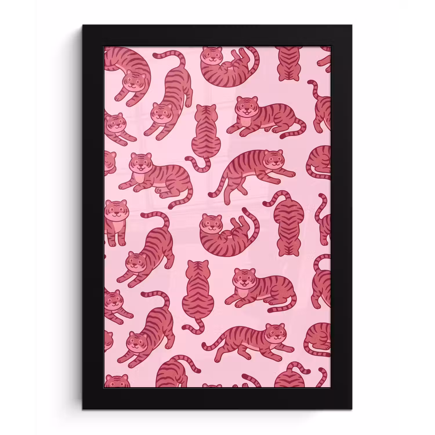 Dieren - Patroon - Roze - Speels - Cartoon fotolijst zwart zonder passe partout klein -3d