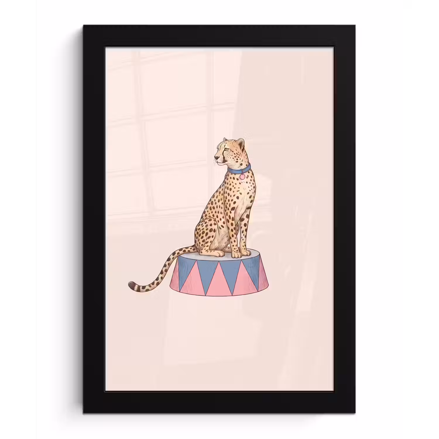 Dieren - Circus - Illustratie - Vintage - Roze fotolijst zwart zonder passe partout klein -3d