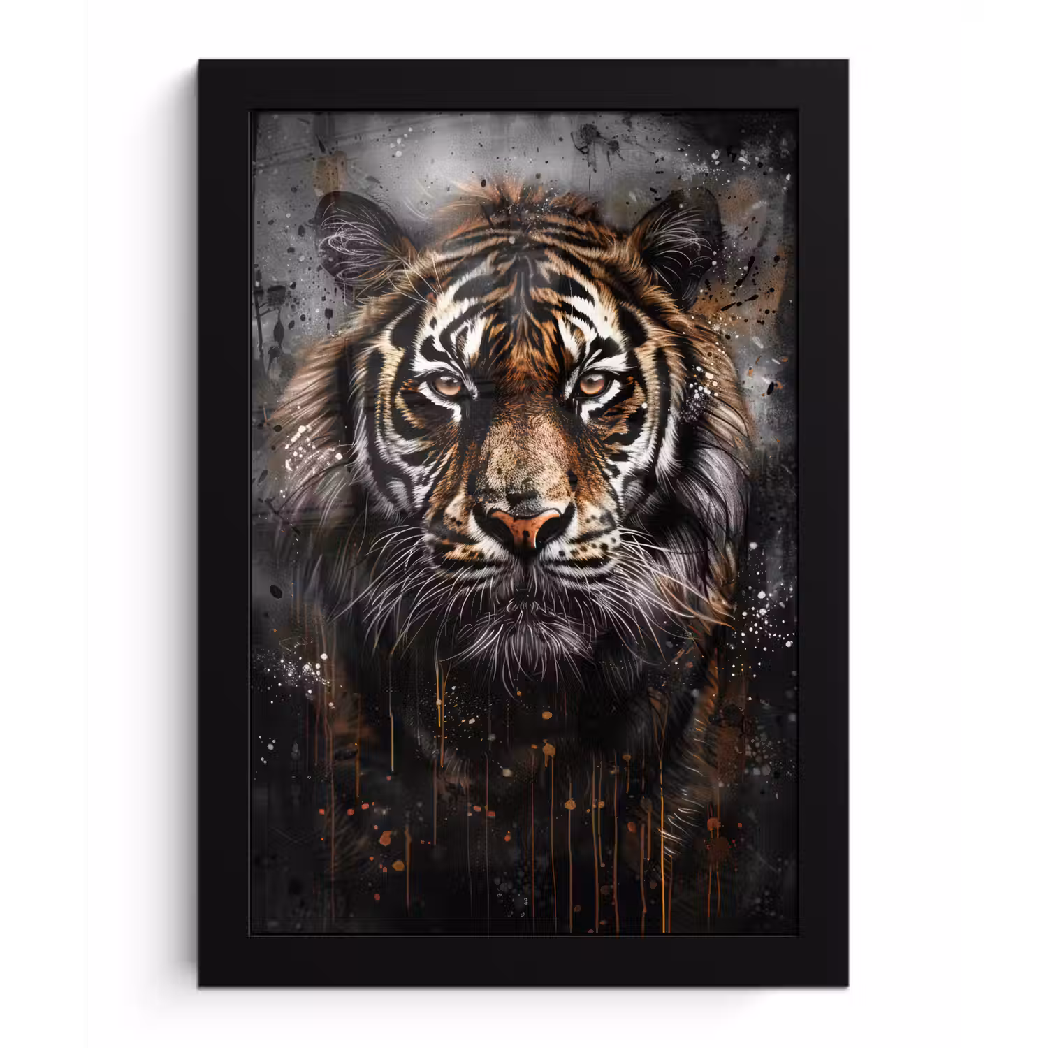Tijger - Dieren - Portret - Luxe - Zwart fotolijst zwart zonder passe partout klein -3d