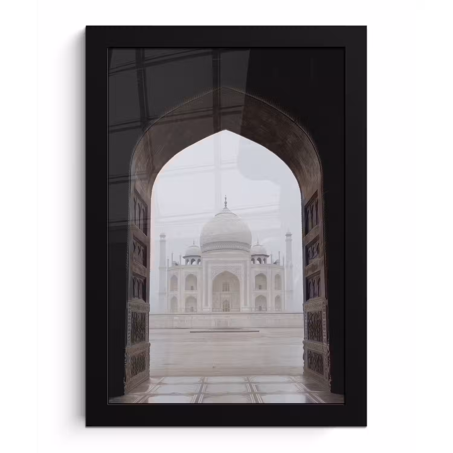 Donkere poort - Symmetrische koepel - Minaretten fotolijst zwart zonder passe partout klein -3d