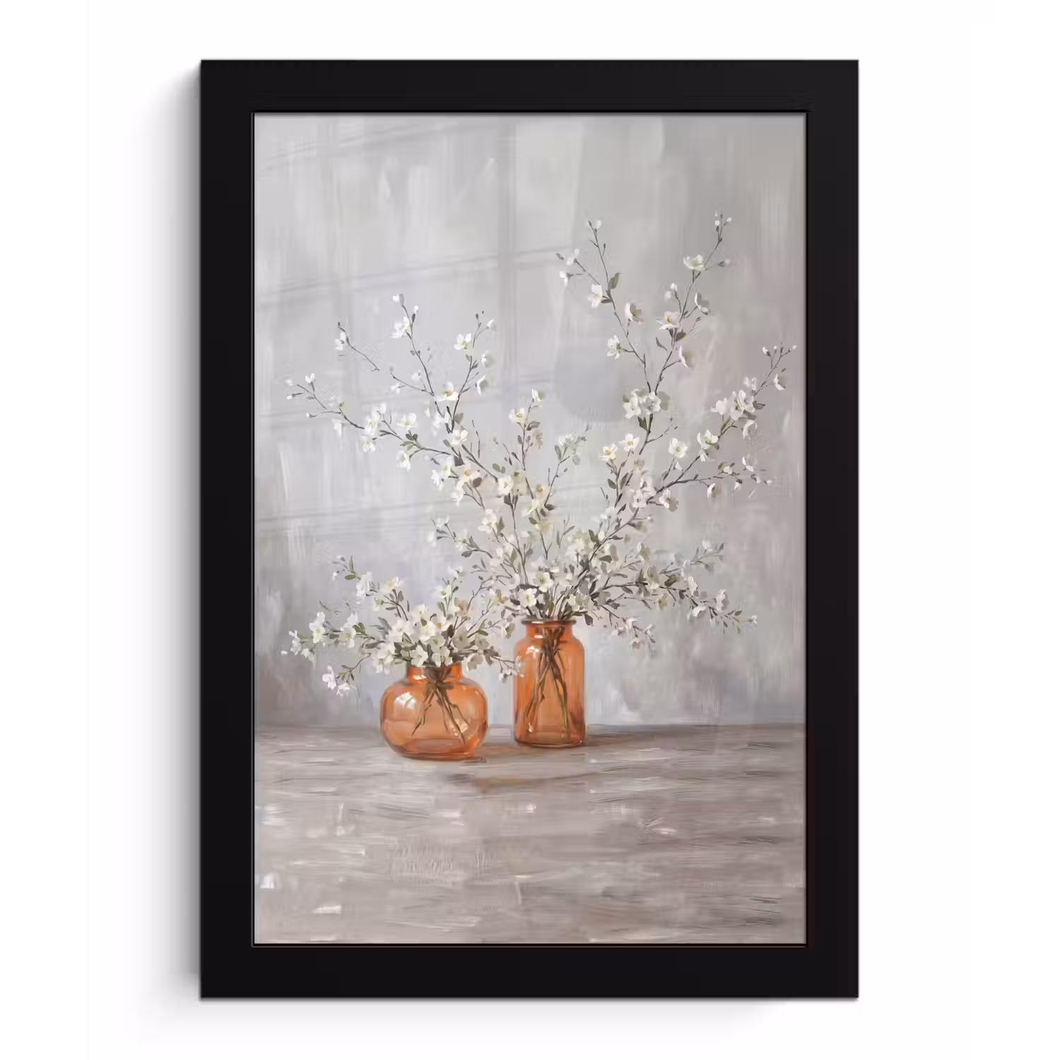 Vazen - Bloemen - Oranje fotolijst zwart zonder passe partout klein -3d