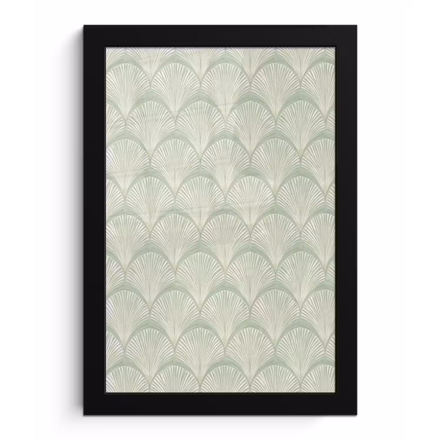 Waaiers - Patroon - Groen fotolijst zwart zonder passe partout klein 224 -3d