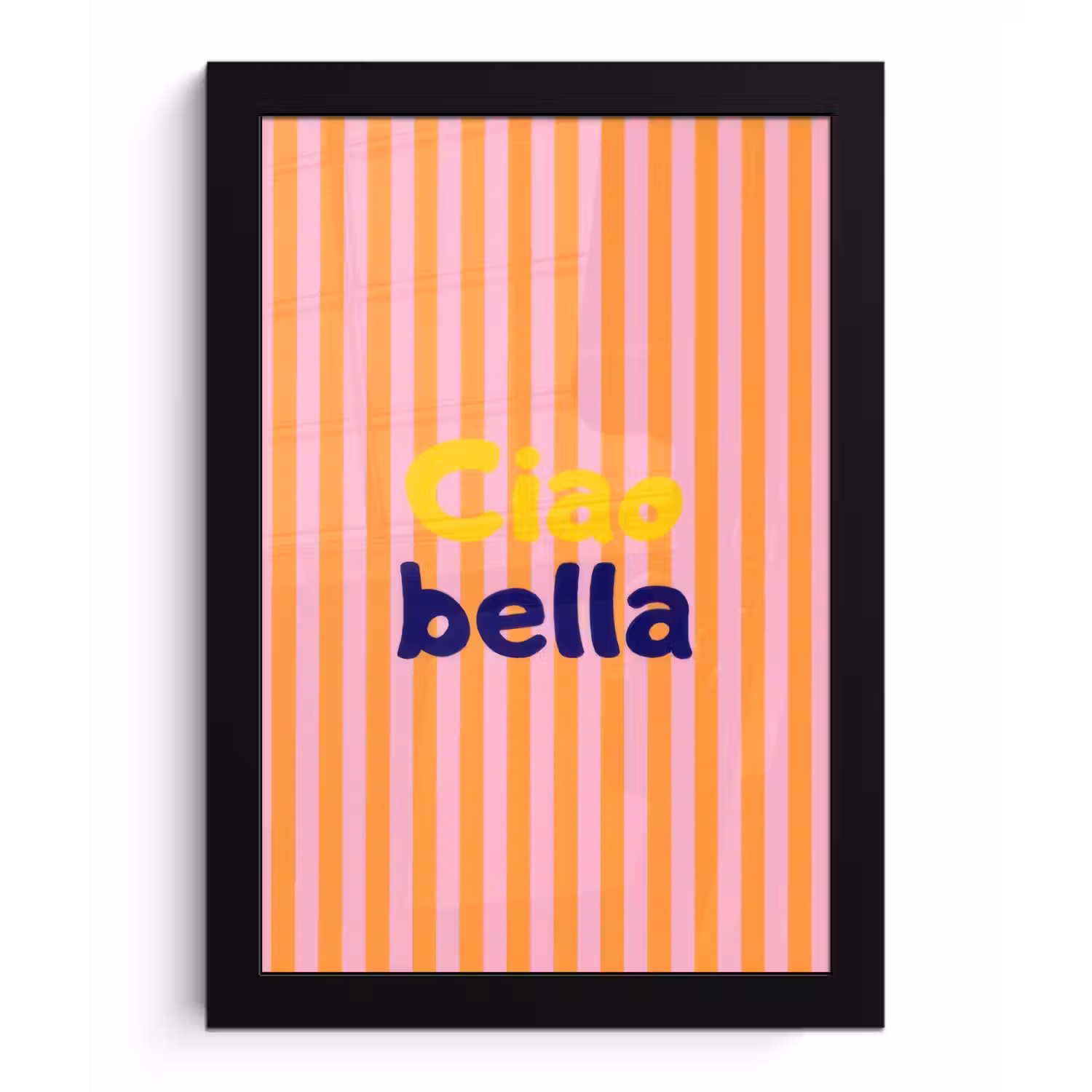 Verticaal - Strepen - Oranje - Ciao bella fotolijst zwart zonder passe partout klein -3d