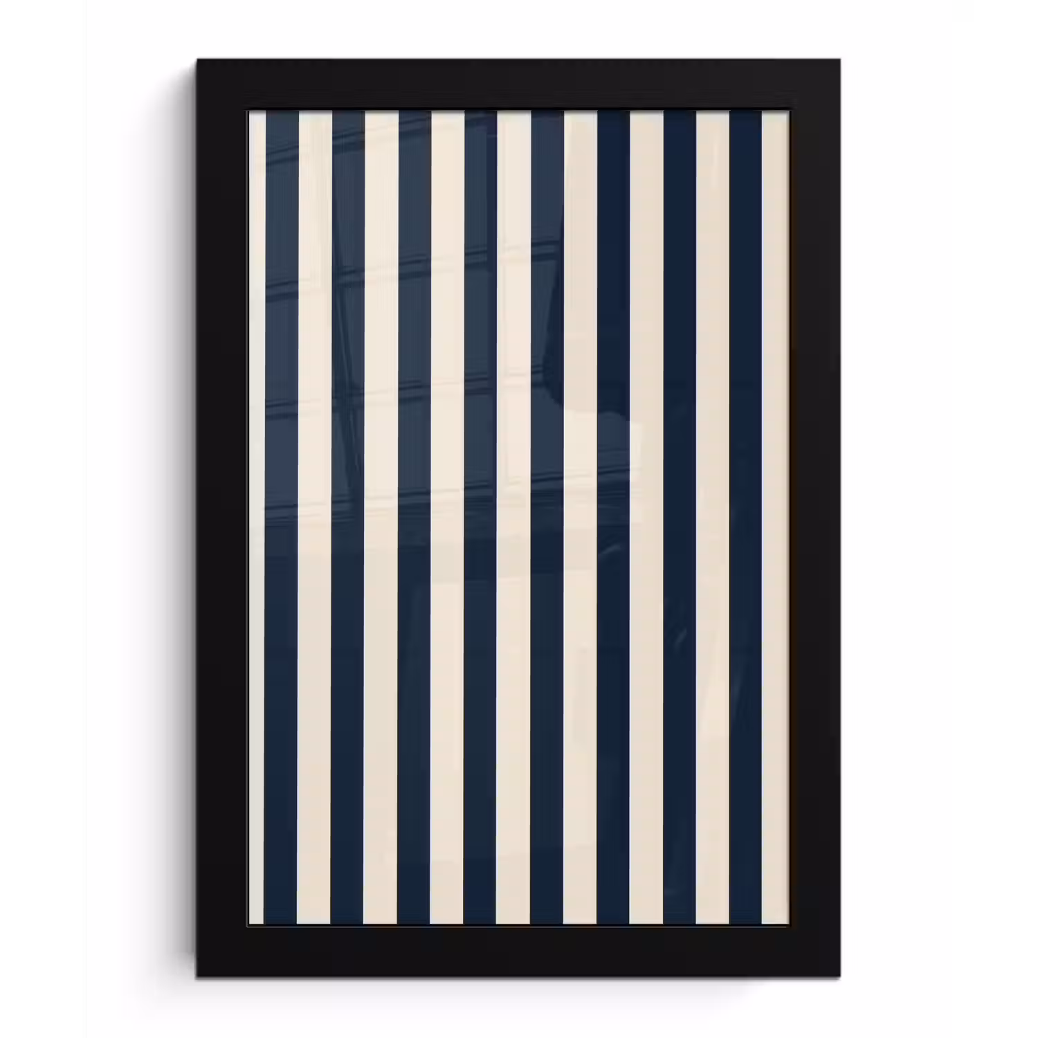 Verticale strepen - Blauw - Crème fotolijst zwart zonder passe partout klein 224 -3d