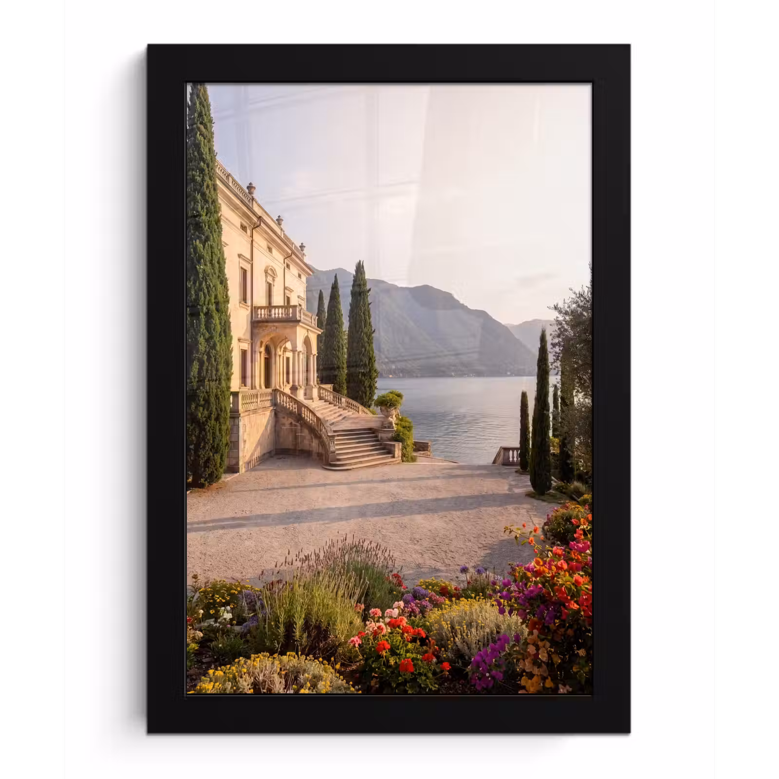 Bilder mit Rahmen - Villa – Wasser – Treppen - Villa - water -trappen fotolijst zwart zonder passe partout klein