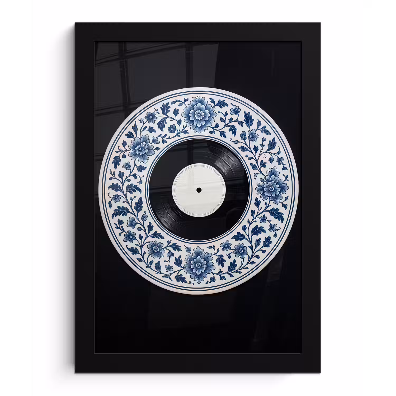 Vinyl - LP - Delfts Blauw - Muziek fotolijst zwart zonder passe partout klein -3d