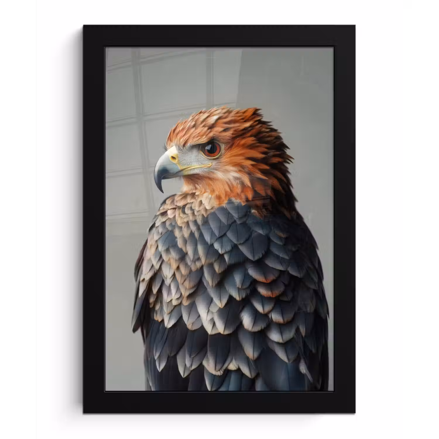 Vogel - Realistisch - Veren - Bruin fotolijst zwart zonder passe partout klein -3d
