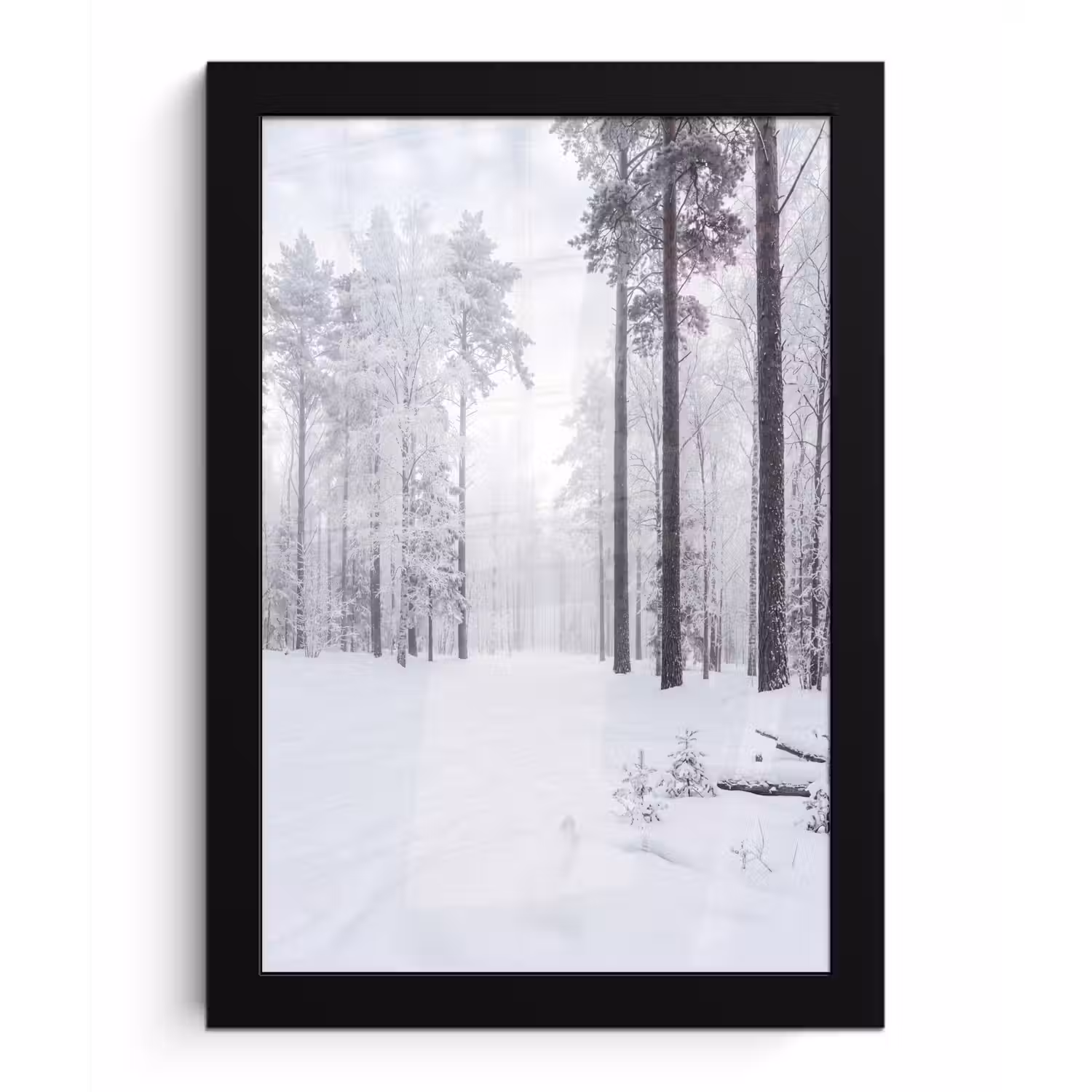 Bos - Sneeuw - Pad - Winter - Stilte fotolijst zwart zonder passe partout klein -3d