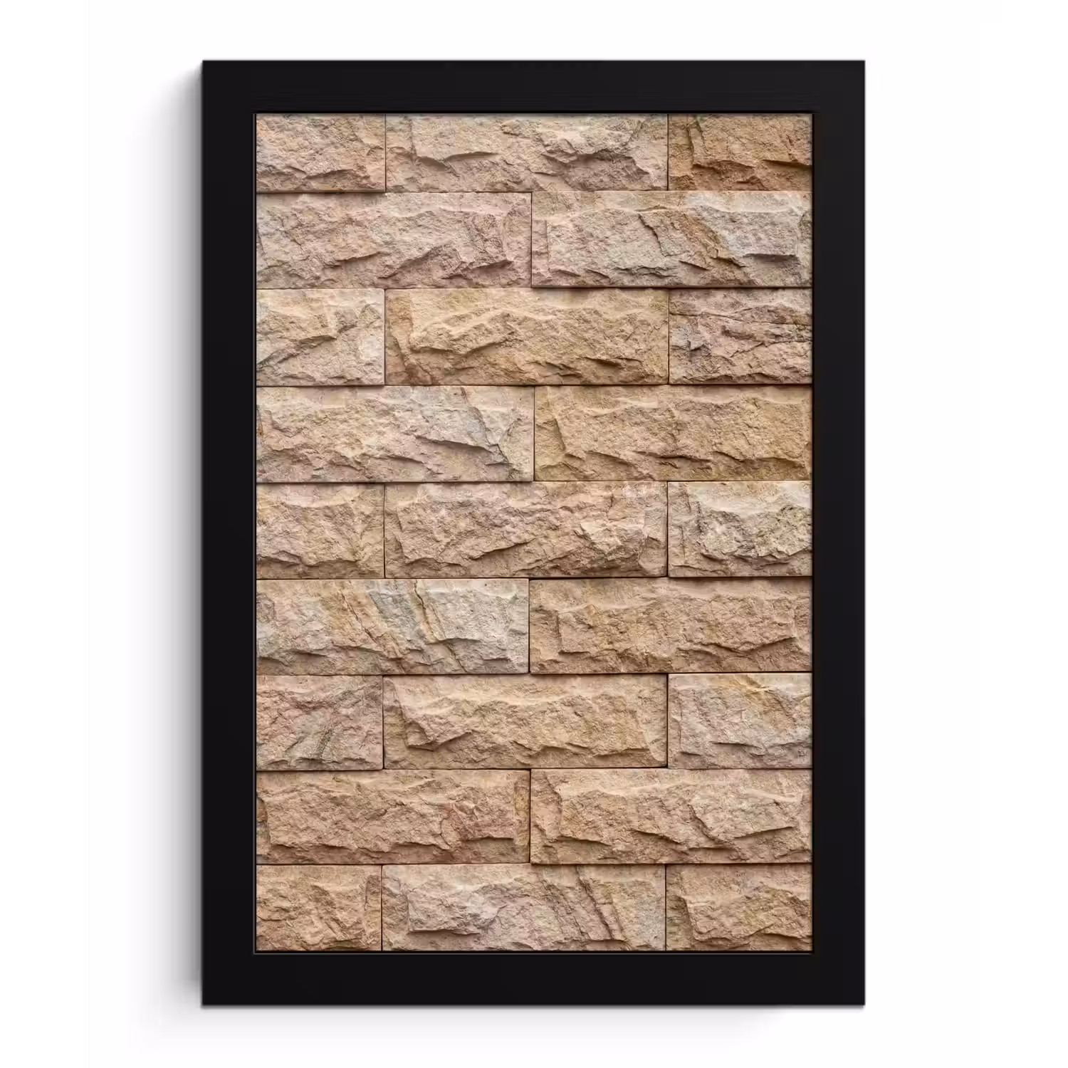 Muur - Steen - Ruw - Textuur - Beige fotolijst zwart zonder passe partout klein -3d