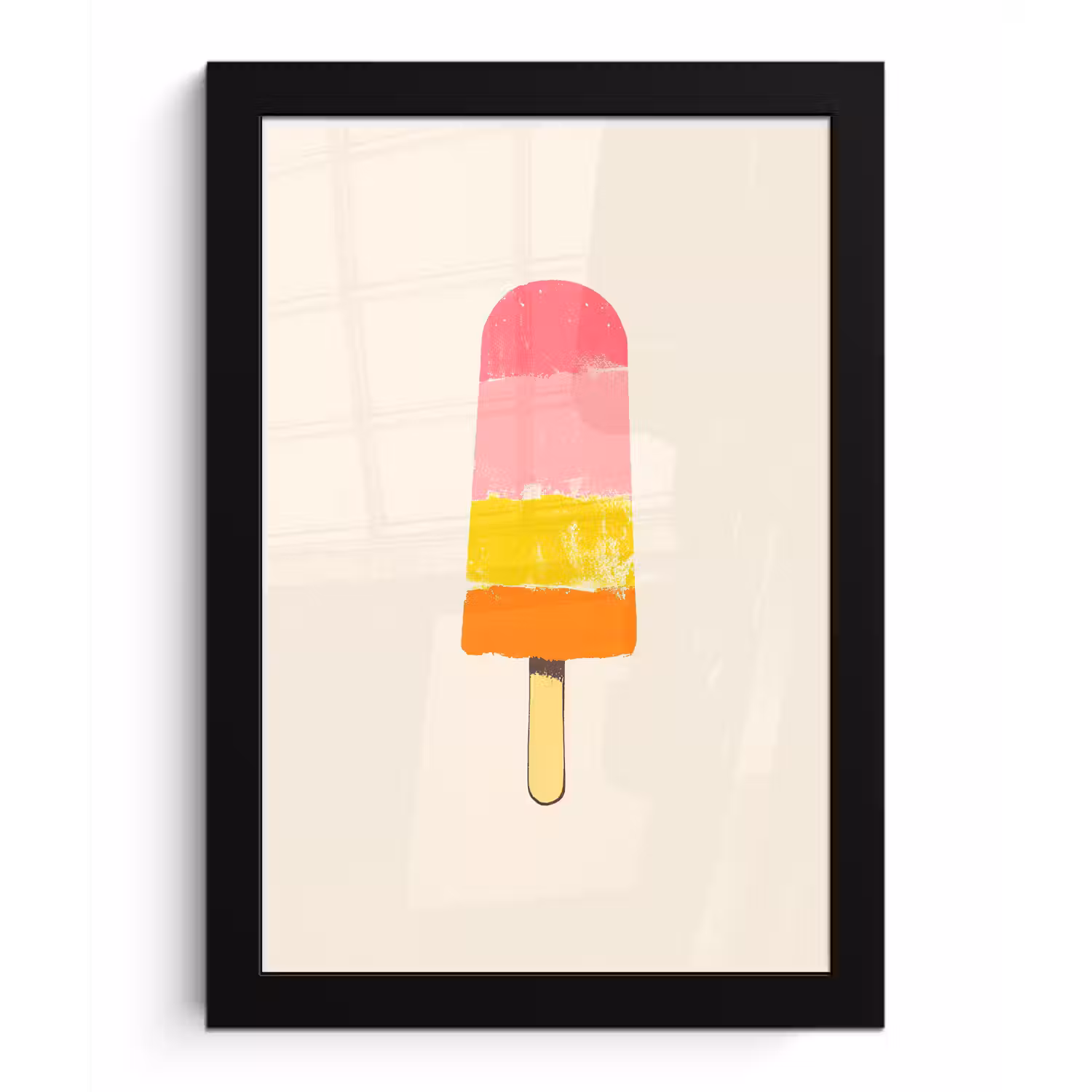 Waterijsje - Retro - Stokje - Roze fotolijst zwart zonder passe partout klein -3d