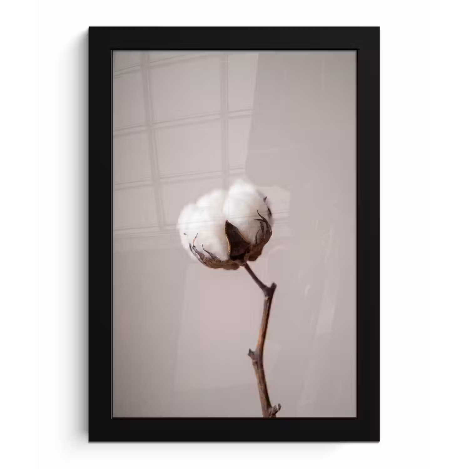 Katoenbol - Minimalistisch - Wit fotolijst zwart zonder passe partout klein -3d