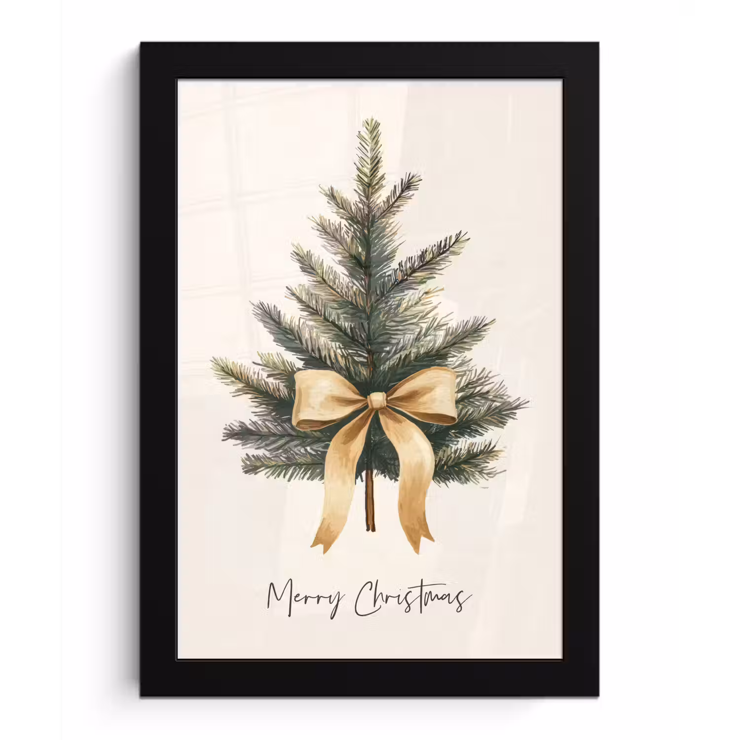 Kerstboom - Kerst - Merry Christmas - Beige fotolijst zwart zonder passe partout klein -3d