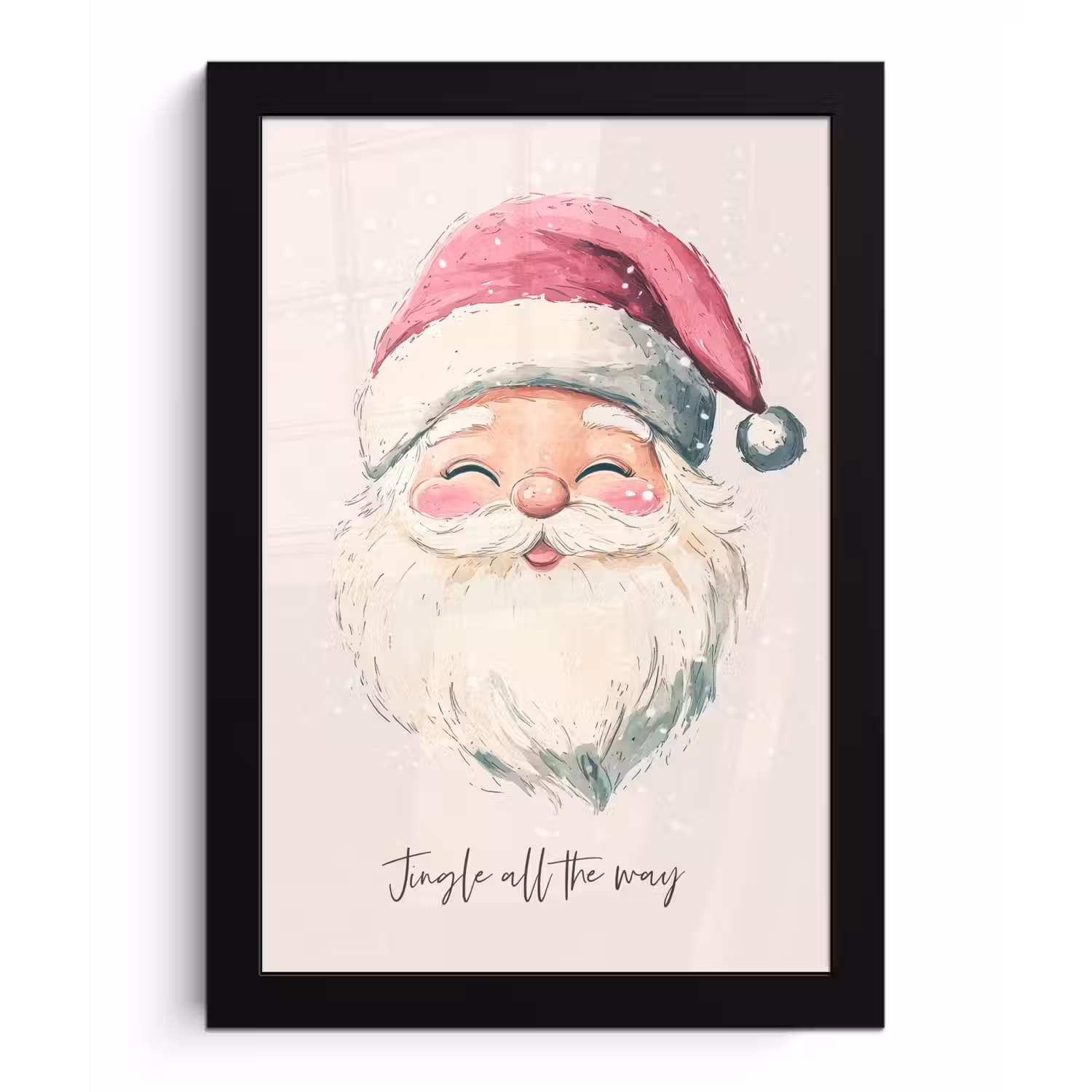 Kerstman - Kerst - Quote - Beige fotolijst zwart zonder passe partout klein -3d