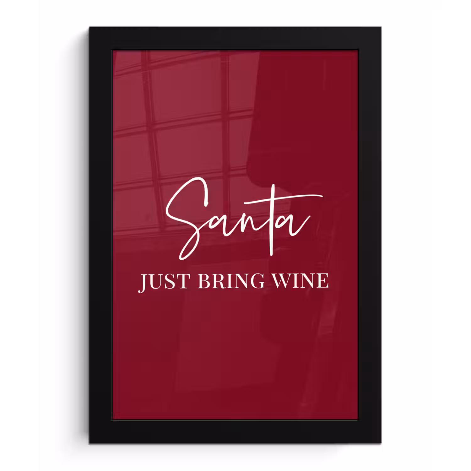 Santa - Wine - Rood - Kerst - Kerstman fotolijst zwart zonder passe partout klein -3d