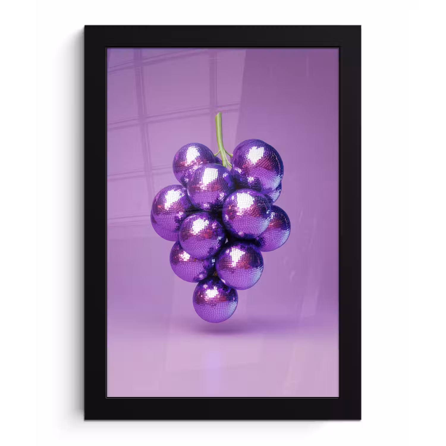 Druif - Disco - Glitter - Paars fotolijst zwart zonder passe partout klein -3d
