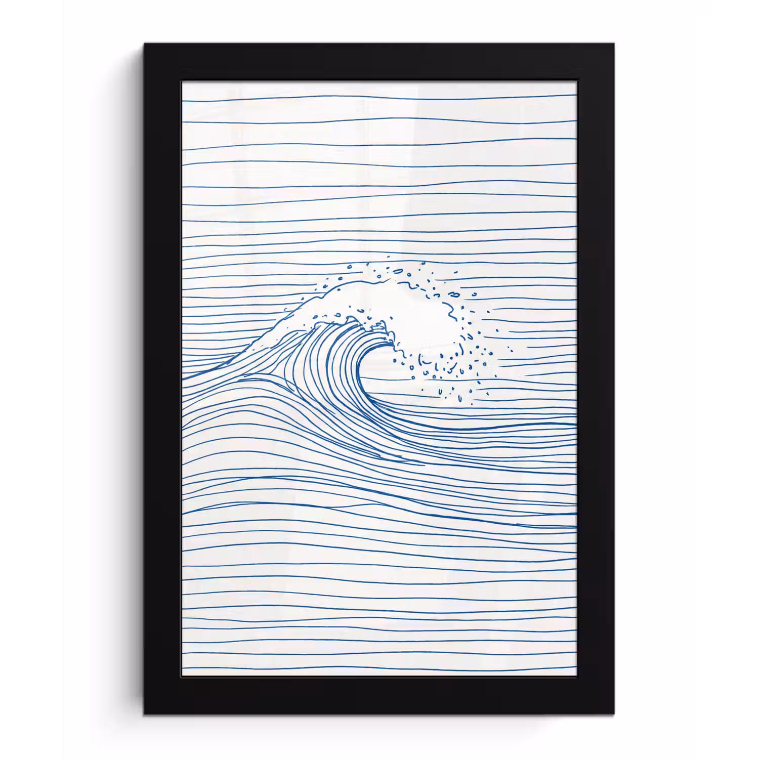 Golf - Brekende - Natuur - Minimalistisch - Blauw fotolijst zwart zonder passe partout klein -3d