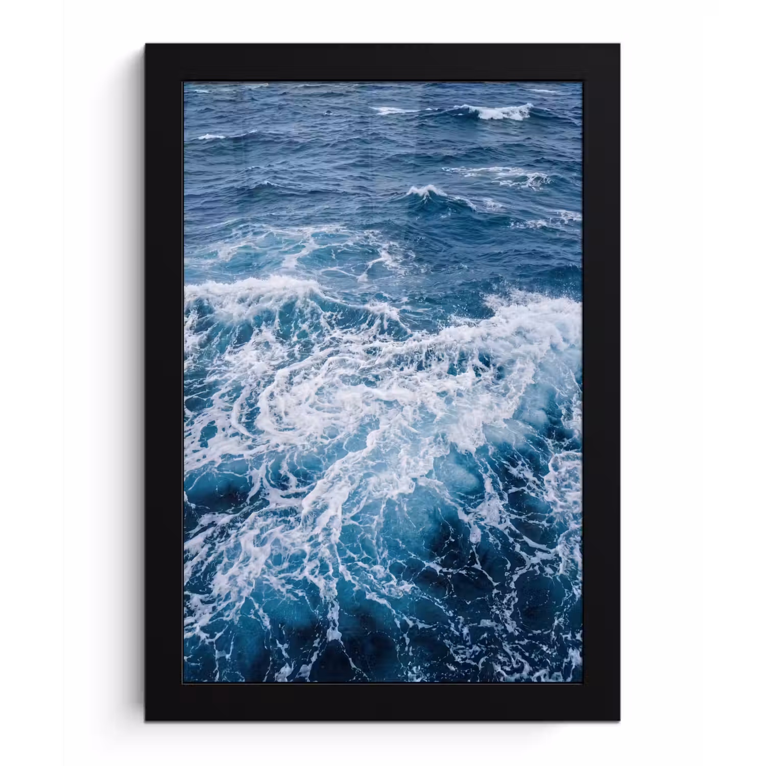 Golven - Oceaan - Blauw fotolijst zwart zonder passe partout klein -3d