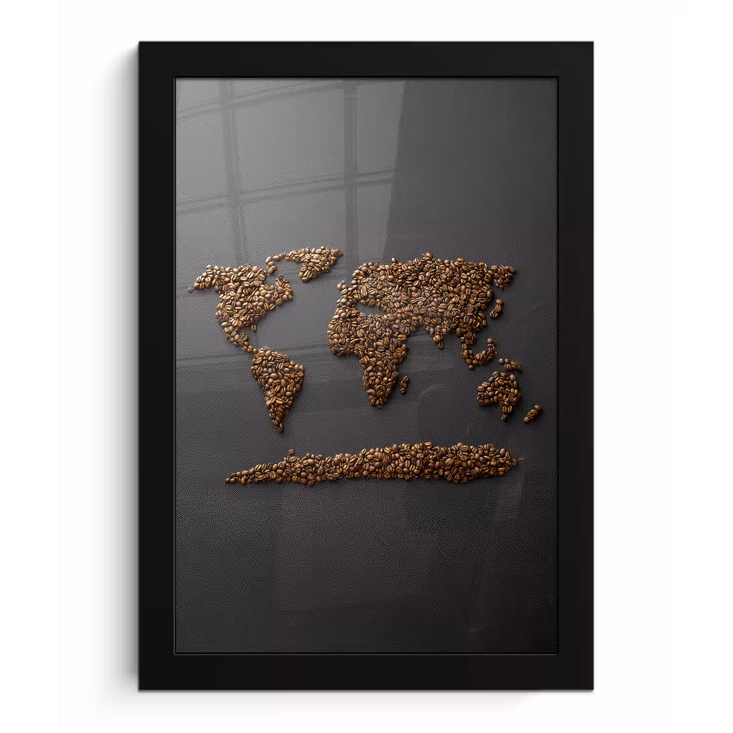 Wereldkaart - Koffie - Grijs fotolijst zwart zonder passe partout klein -3d