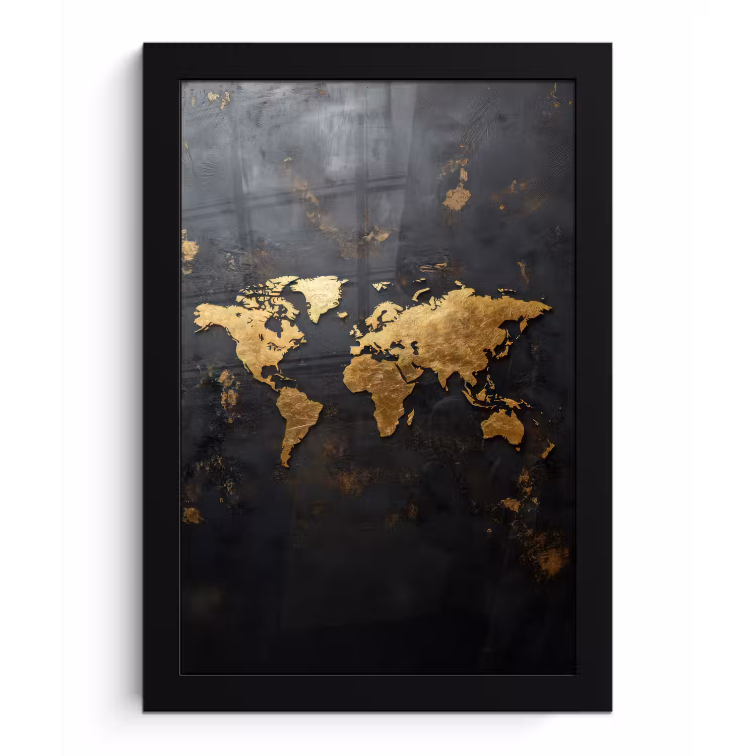 Wereldkaart - Artistiek - Zwart fotolijst zwart zonder passe partout klein -3d