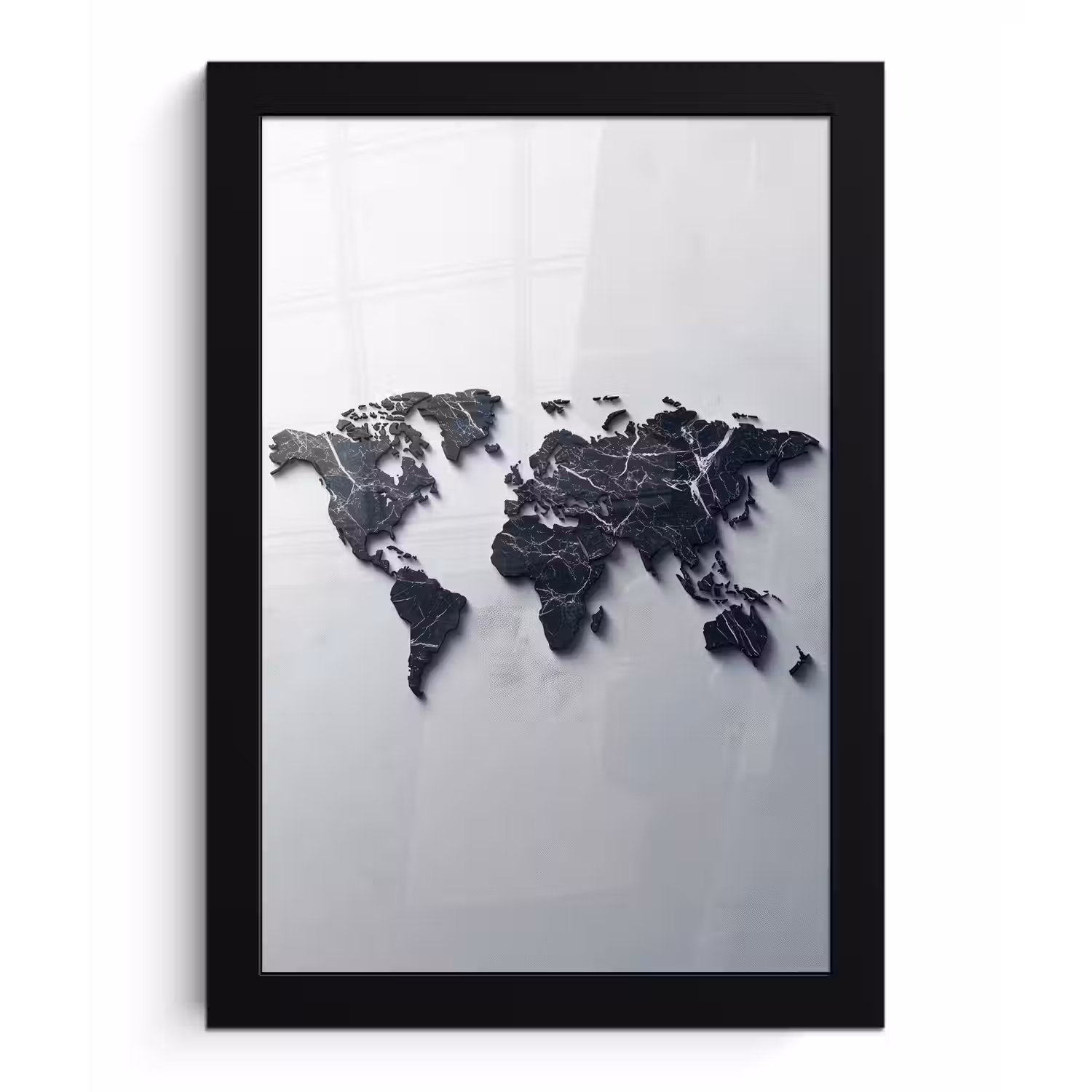 Wereldkaart - Marmer - Ruwe achtergrond fotolijst zwart zonder passe partout klein -3d
