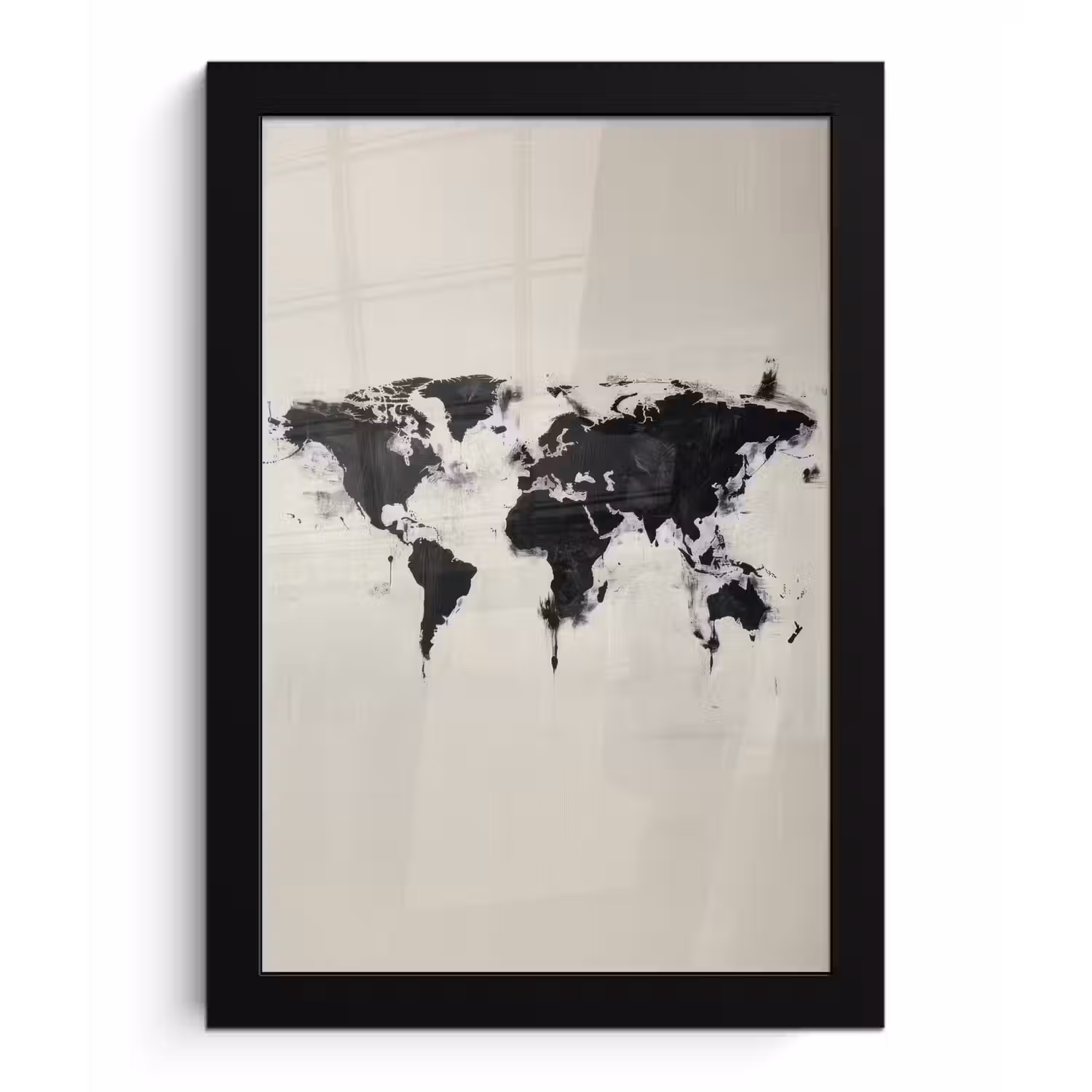 Wereldkaart - Textuur - Verf fotolijst zwart zonder passe partout klein -3d