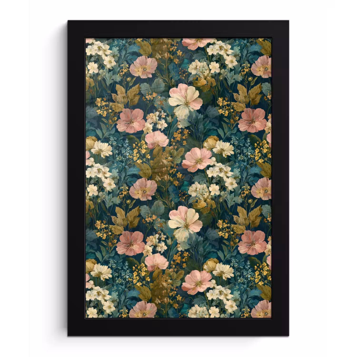 Wilde bloemen - Botanisch - Patroon - Roze - Romantisch fotolijst zwart zonder passe partout klein 224 -3d