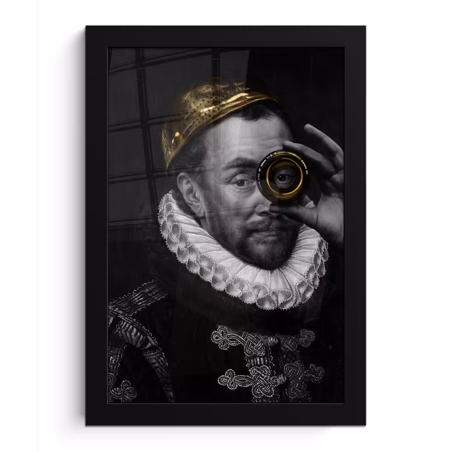 Willem van Oranje - Adriaen Thomasz - Goud - Lens fotolijst zwart zonder passe partout klein -3d