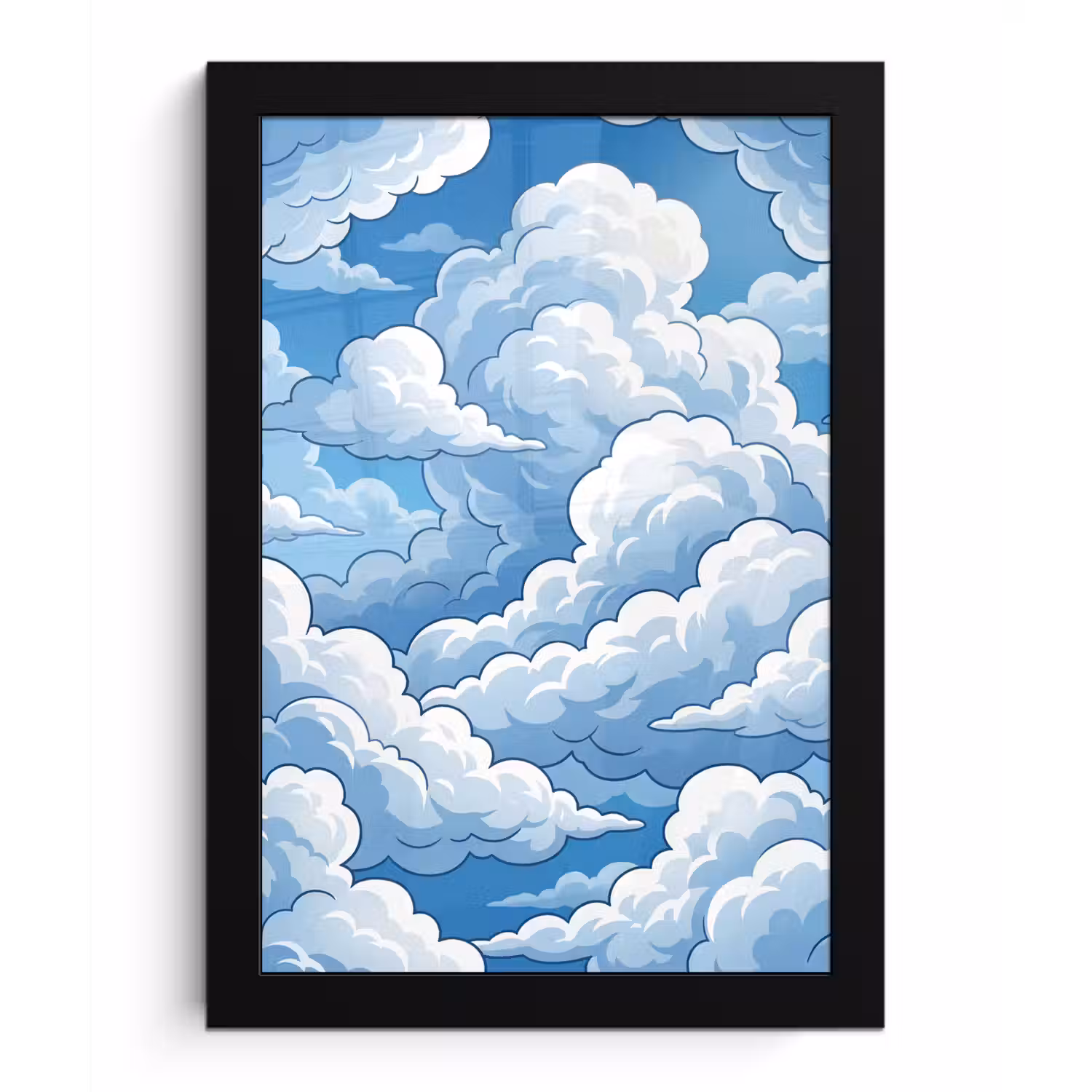 Wolken - Hemel - Abstract - Wit fotolijst zwart zonder passe partout klein -3d