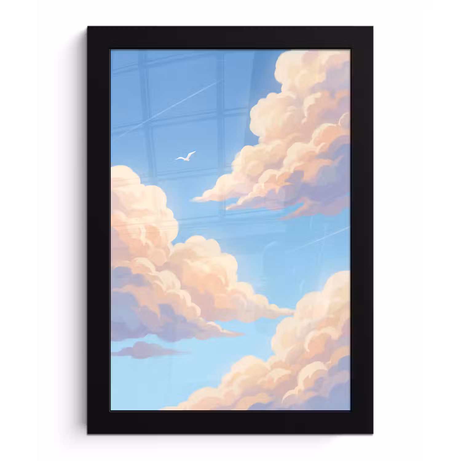 Wolken - Lucht - Natuur - Blauw fotolijst zwart zonder passe partout klein -3d