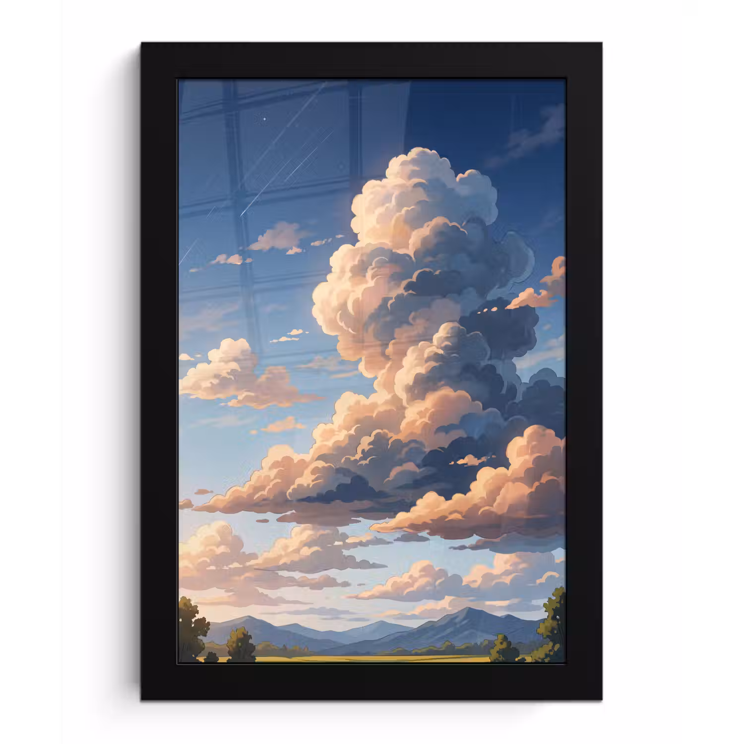 Wolken - Daghemel - Natuur - Illustratie - Oranje fotolijst zwart zonder passe partout klein -3d
