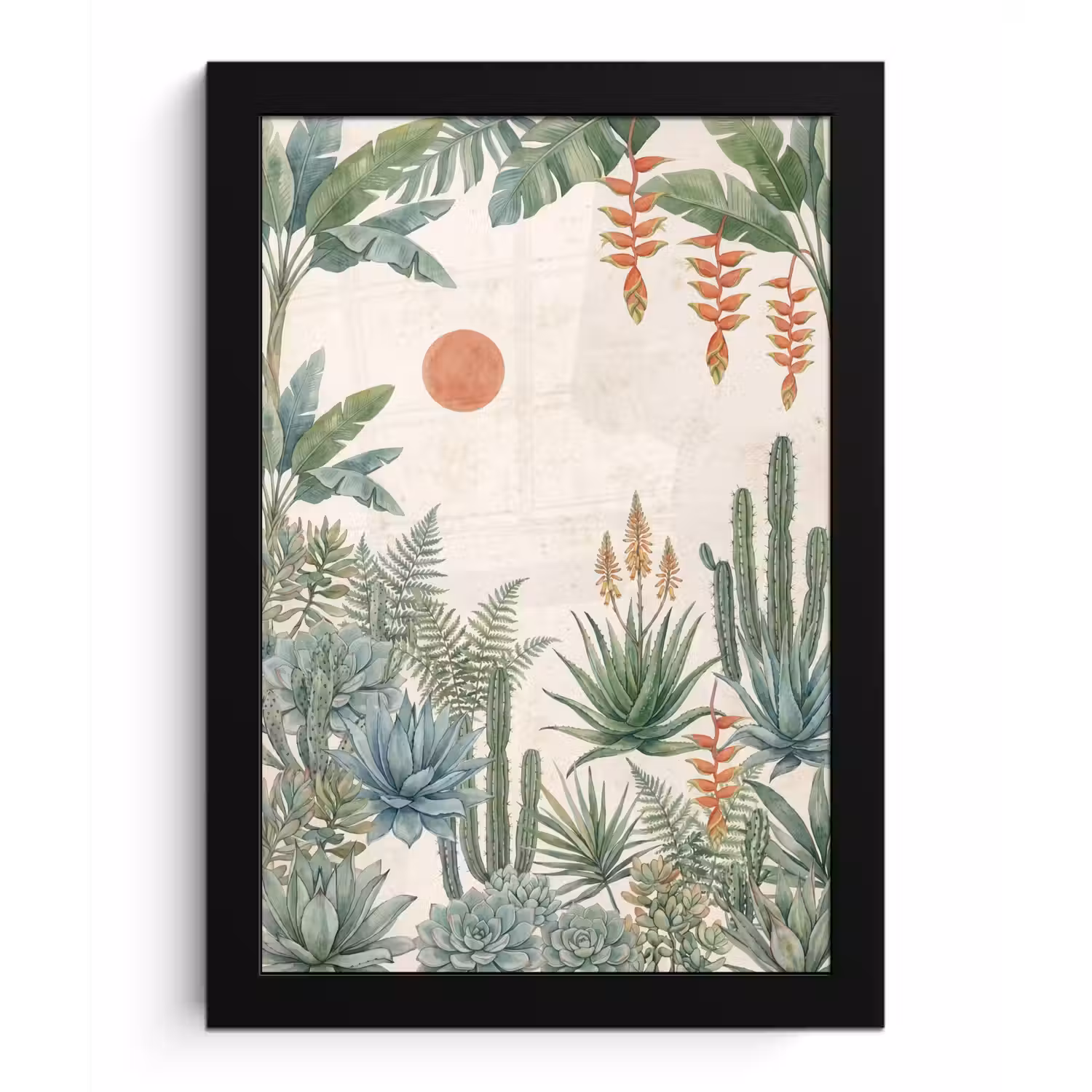 Woestijn - Planten - Groen fotolijst zwart zonder passe partout klein -3d