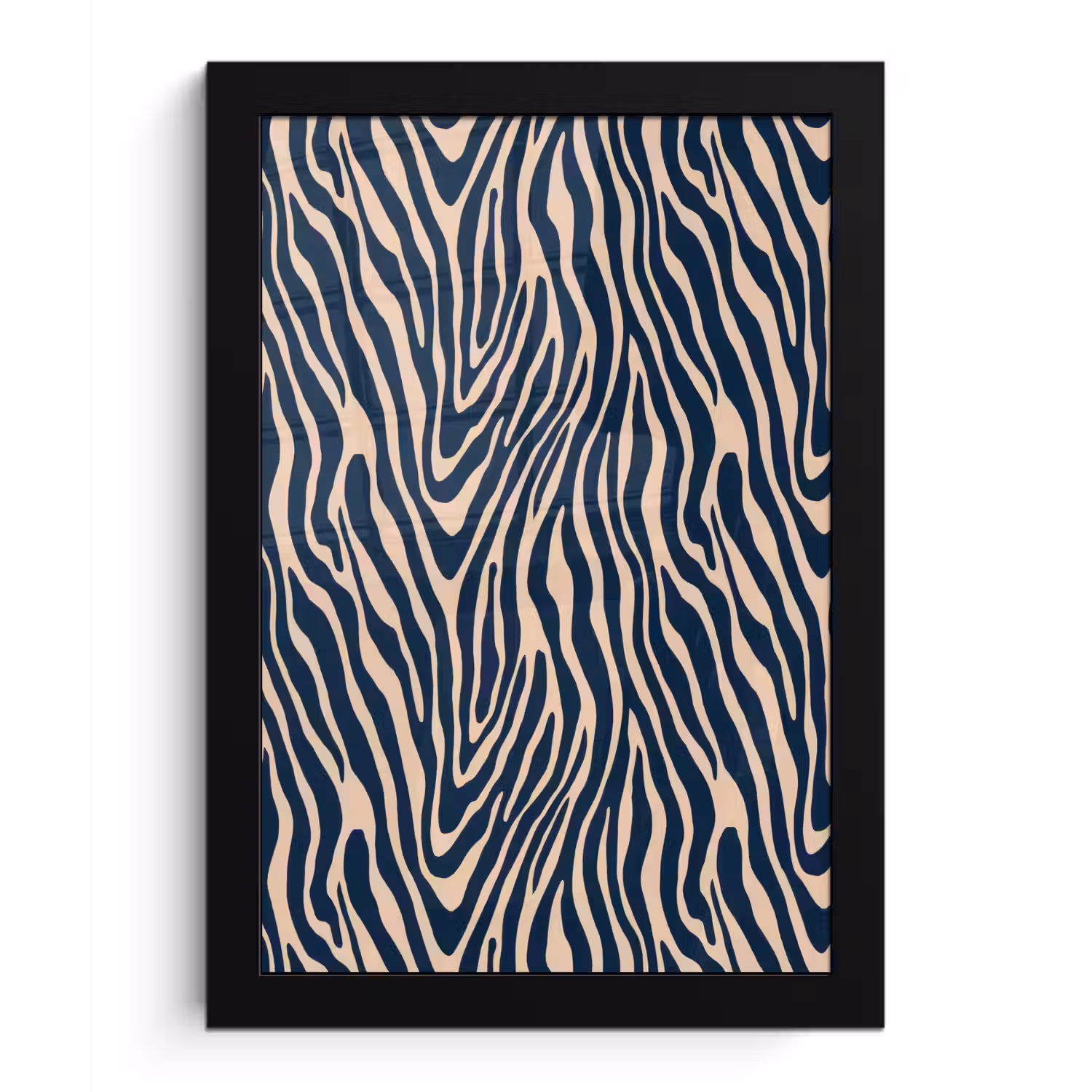 Zebra - Patroon - Blauw - Beige fotolijst zwart zonder passe partout klein 224 -3d