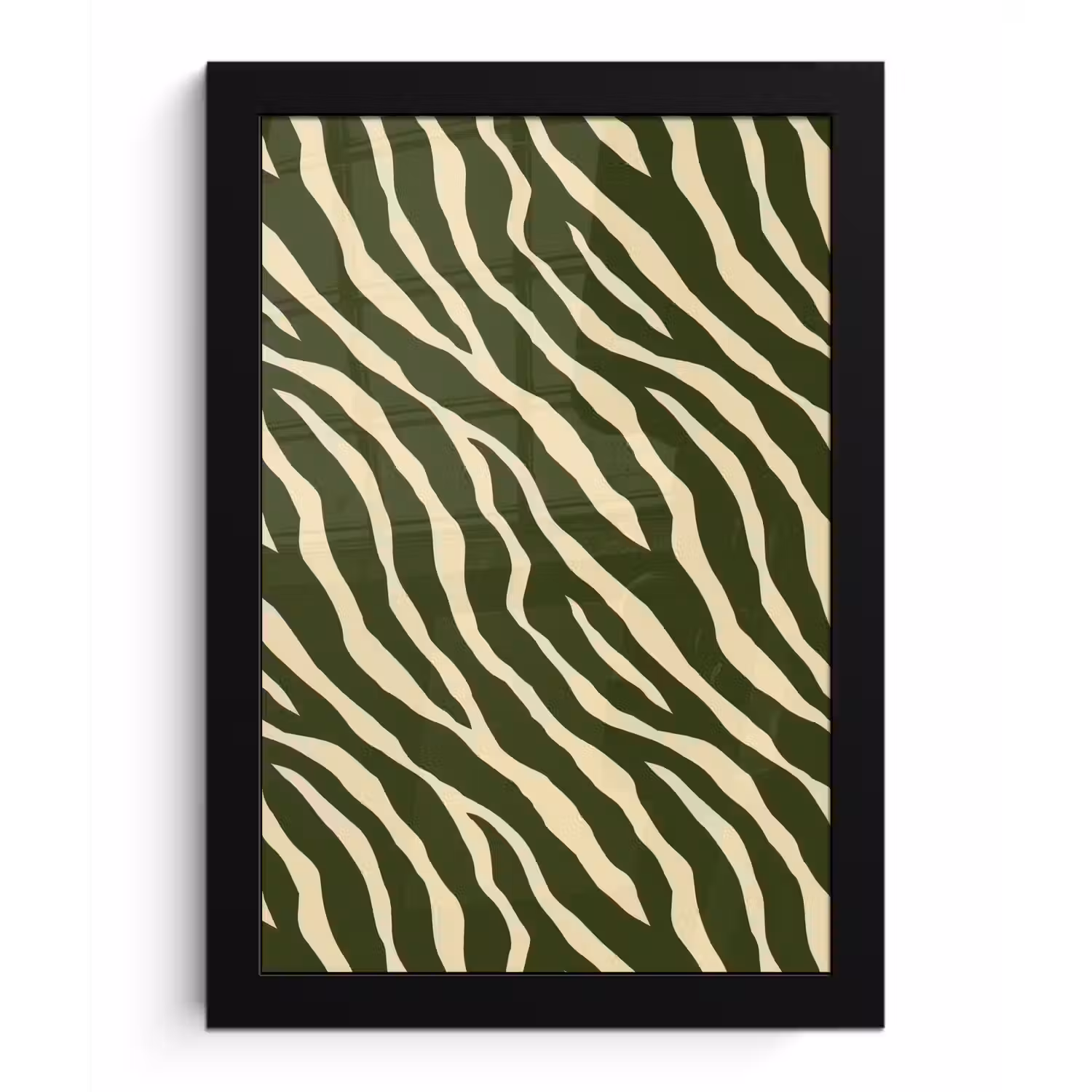 Zebra - Patroon - Groen fotolijst zwart zonder passe partout klein 224 -3d