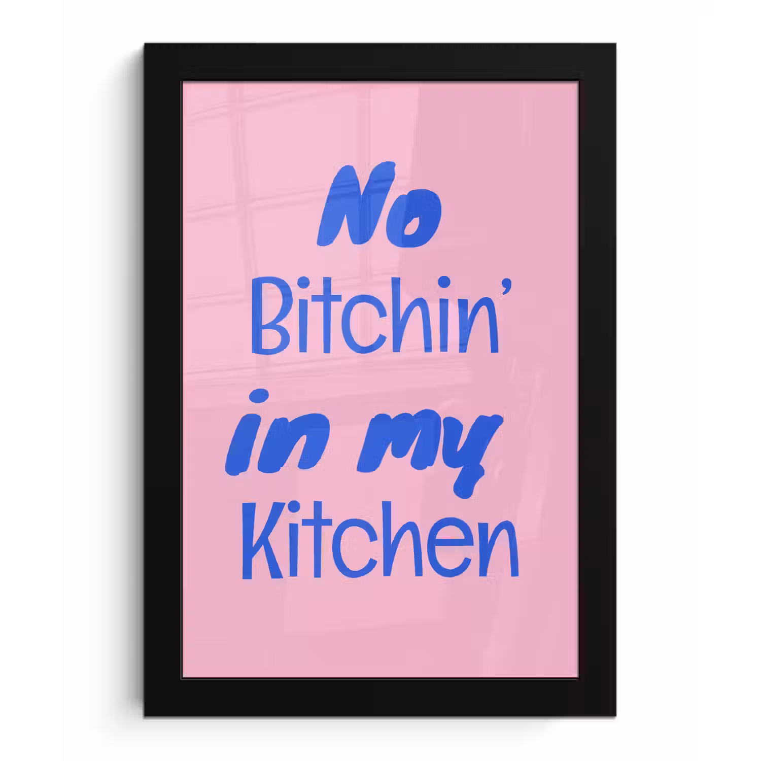 Quote - Blauw - Lettertype - Keuken fotolijst zwart zonder passe partout klein -3d