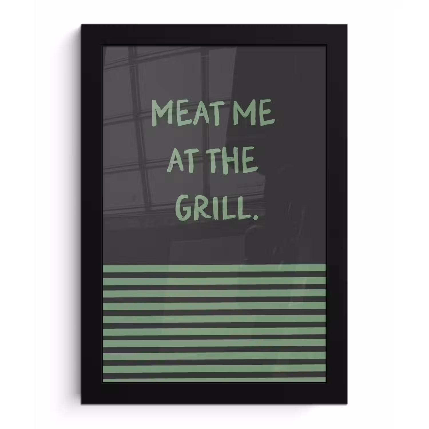 Quote - Groen - Grill - Zomer fotolijst zwart zonder passe partout klein -3d