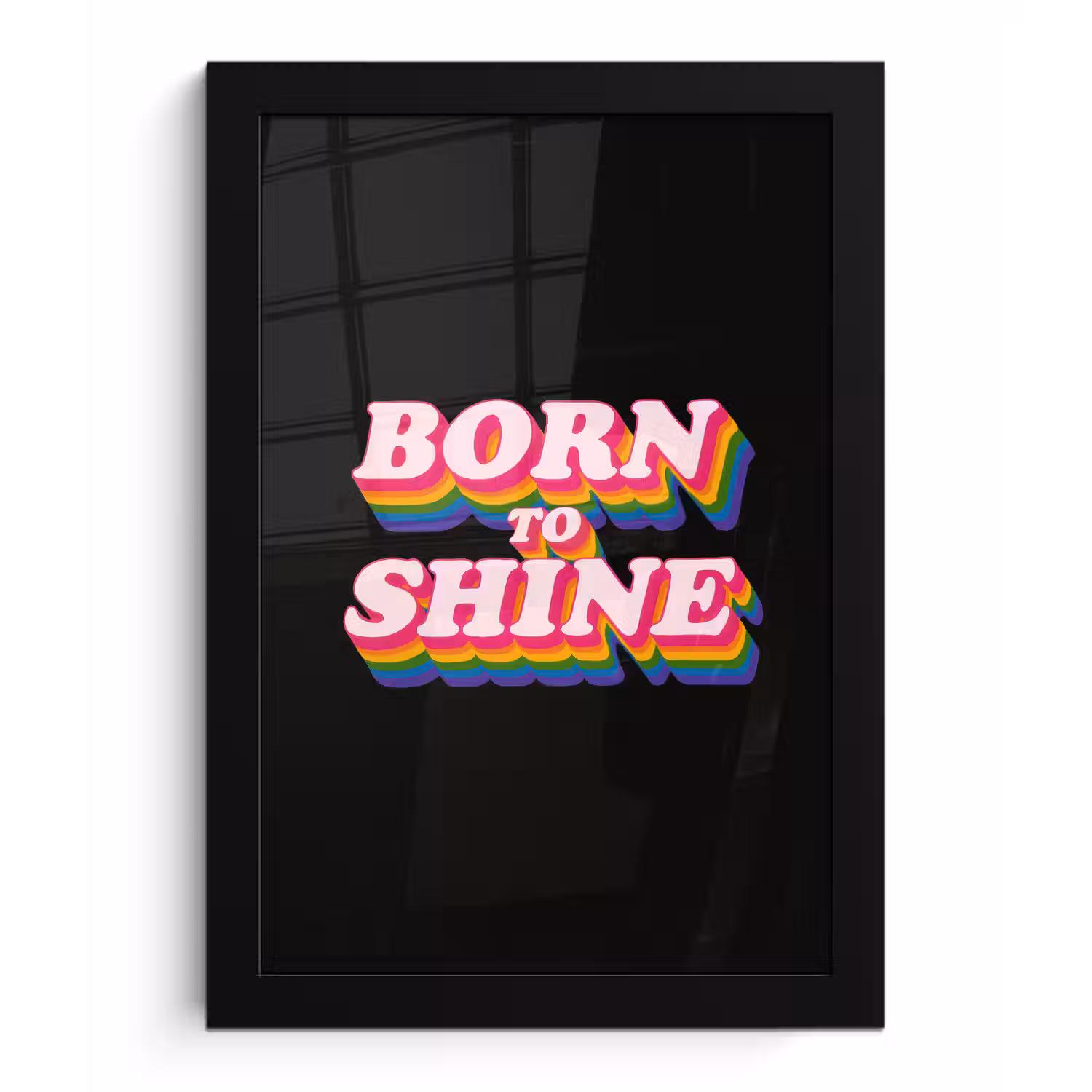Quote - Regenboog - Roze - Zwart fotolijst zwart zonder passe partout klein -3d