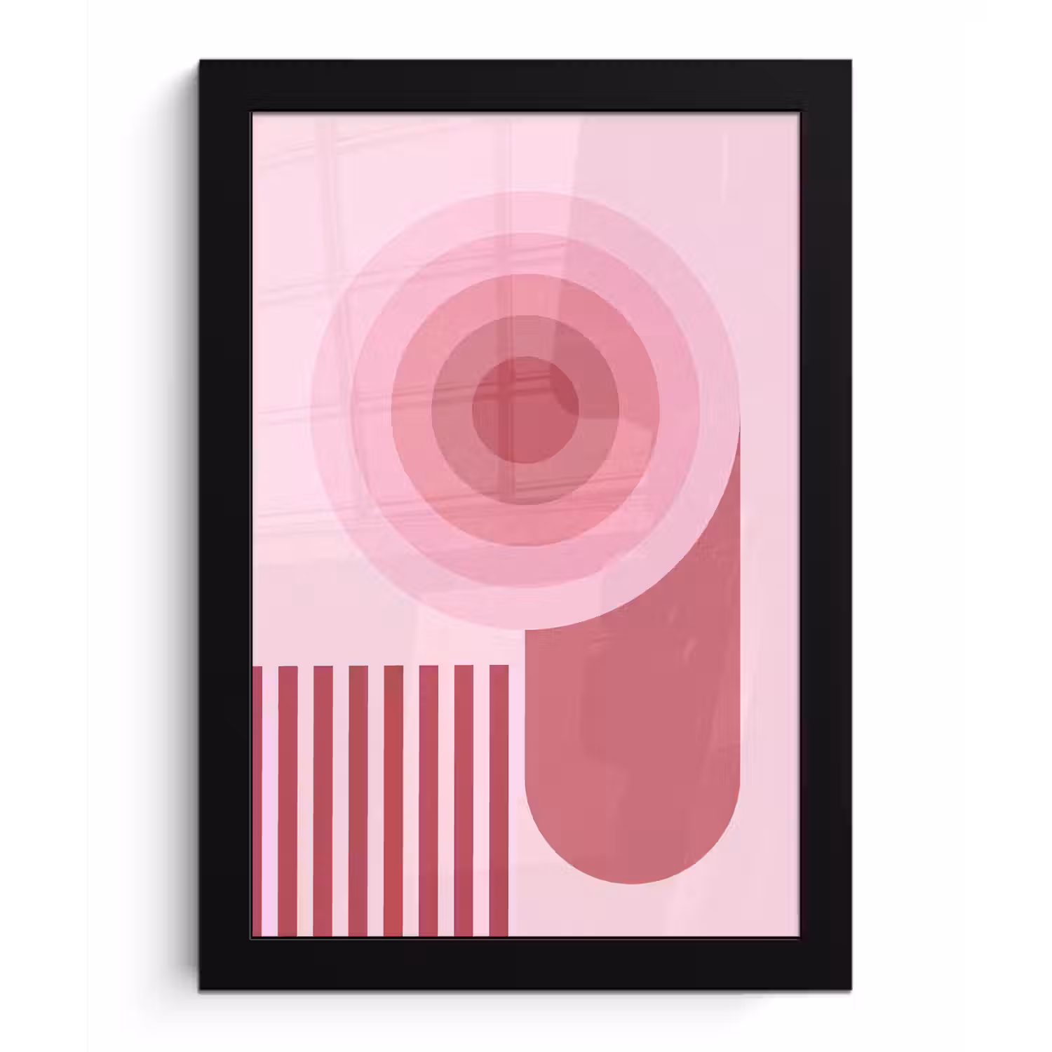 Abstract - Cirkels - Strepen - Modern - Roze fotolijst zwart zonder passe partout klein -3d