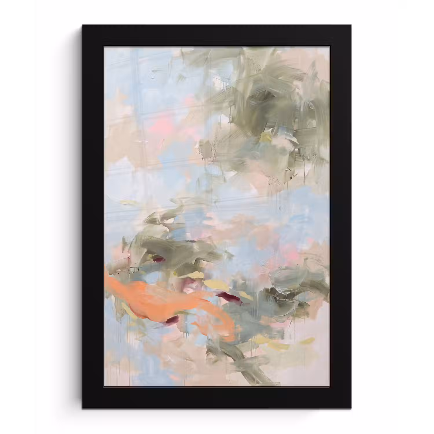 Abstract - Borstelstreken - Kunst - Modern - Pastel fotolijst zwart zonder passe partout klein -3d