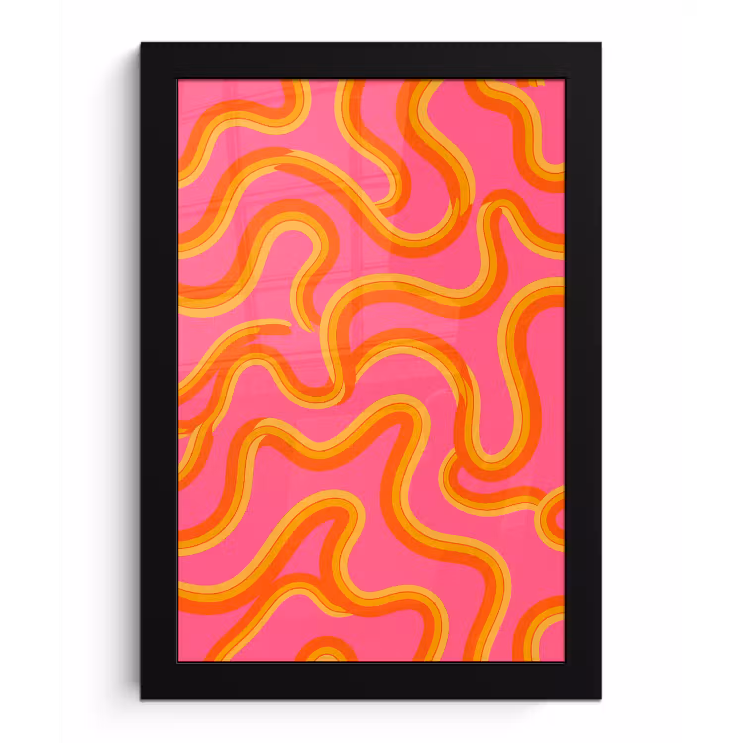 Abstract - Golvende lijnen - Modern - Kleurrijk fotolijst zwart zonder passe partout klein -3d
