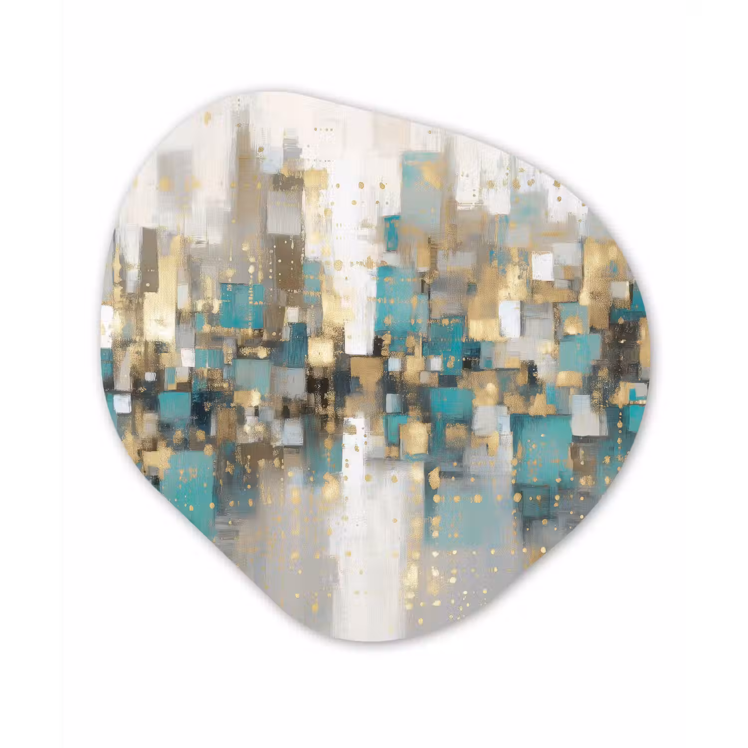 Abstract - Blokken - Goud - Skyline Wandcirkel Organisch Forex 3mm klein -3d