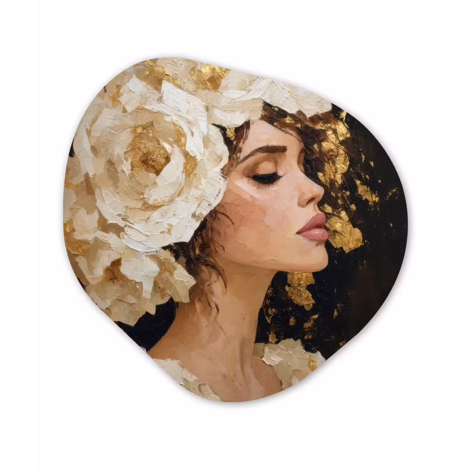 Abstract - Vrouw - Bloemen - Wit Wandcirkel Organisch Forex 3mm klein -3d