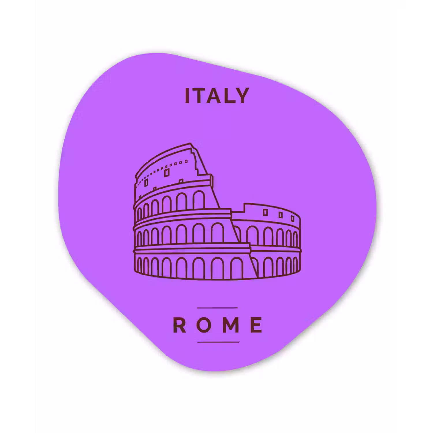 Architectuur - Colosseum - Rome - Minimalistisch - Paars Wandcirkel Organisch Forex 3mm klein -3d