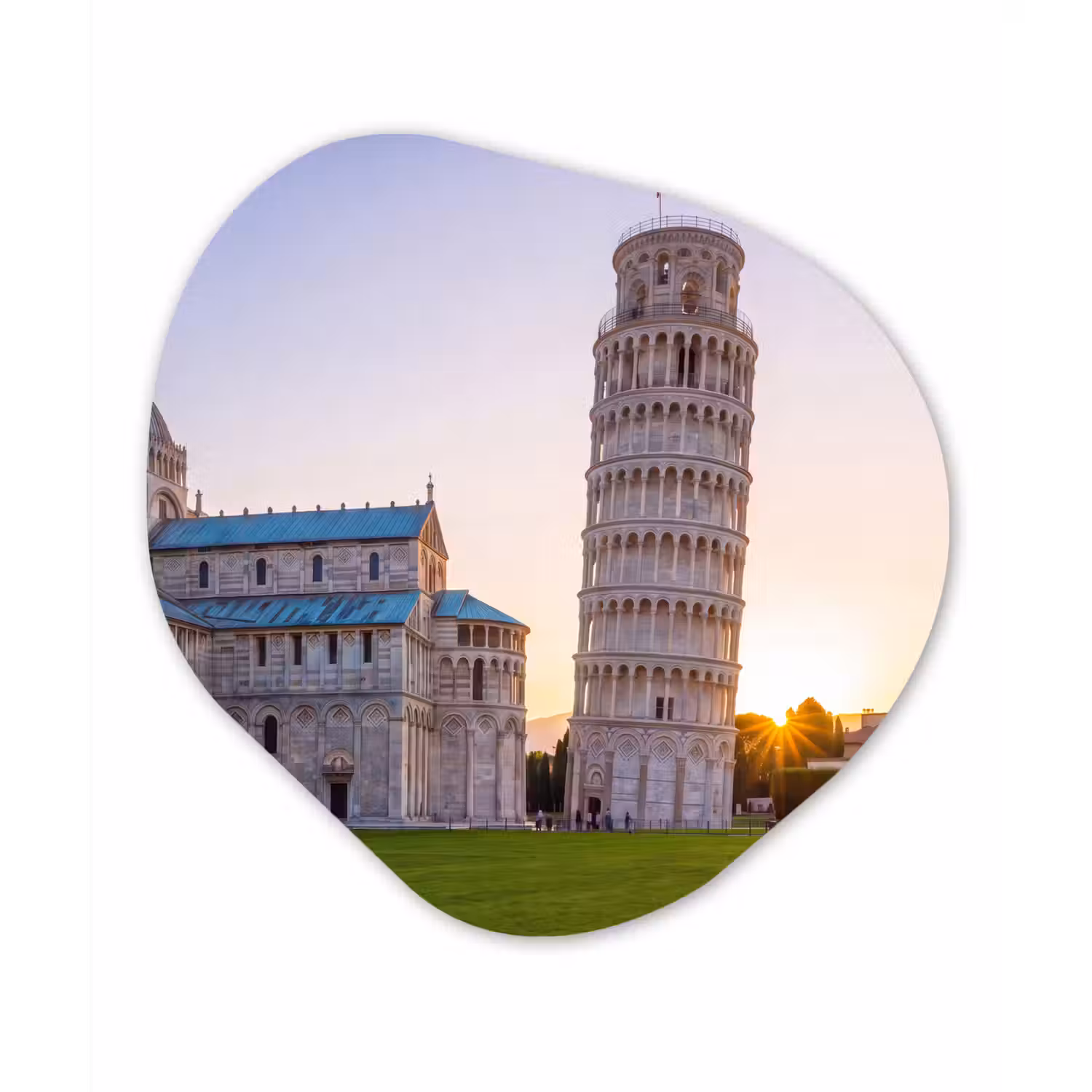 Architectuur - Toren - Pisa - Italië - Zonsondergang Wandcirkel Organisch Forex 3mm klein -3d